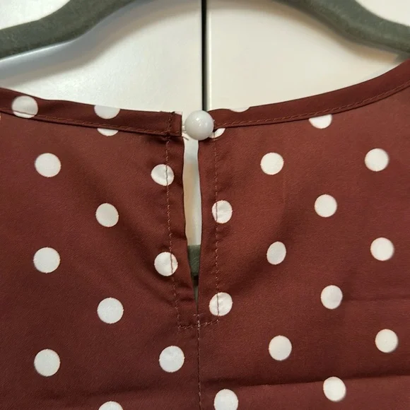 Brown And White Polka Dot Dress Sz LG NEW! - Picture 3 of 4
